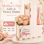 Flower Holder Laser Cut Files, SVG DXF PDF Bundle, Mother's Day Gift Box Download - Image 6