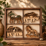 14PCS Laser Cut Wooden Animal Collection, Handmade Wildlife Decor Set, Rustic Woodland Art, Nature Lover Gift, Home Display - Image 6