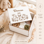 Kids Memory Boxes Bundle Laser Cut Files, Baby Keepsake Box SVG, Children Storage Box DXF, Personalized Wooden Memory Box, CDR PNG PDF EPS - Image 5