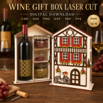 Wine Gift Box Laser Cut Bundle, Wooden Wine Box SVG, CNC Wine Holder Template, Bottle Gift Box DXF PDF EPS, Laser Cut Digital File - Image 5