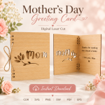 Mother's Day Greeting Card Laser Cut Files, SVG DXF PDF Bundle, Handmade Card Download - Image 6