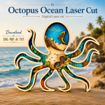 Octopus SVG, 3D Layered Mandala, Ocean Cut File, Laser Cut
