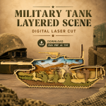 Military Tank SVG 3D Layered Silhouette, Army Heavy Machinery Cut File, Laser Cut 8 Layer