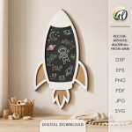 3D Kids Chalkboard Laser Cut Bundle, Wooden Learning Board SVG, Montessori Blackboard CNC Template, DXF PDF EPS - Image 4