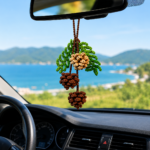 Pine Cone Crochet Pattern PDF, Rustic Car Charm, Rearview Mirror Hanging Ornament, Woodland Christmas Decor - Image 7