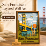 San Francisco SVG, 7 Layers City Art, Plywood Cut File