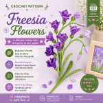 Freesia Flower Crochet Pattern PDF, Realistic Crochet Bouquet, DIY Floral Home Decor, Amigurumi Flower Tutorial