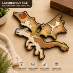 5x Dragon Bundle Multilayer 3D Wooden Engraved Laser Cut File, Decoration Ornament Glowforge Make, Svg Dxf Ai Pdf Instant Download File - Image 4
