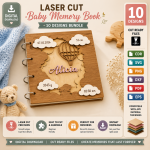 3D Baby Photo Album Cover Laser Cut, Baby Memory Book SVG, Newborn Album CNC Template, DXF PDF EPS Files