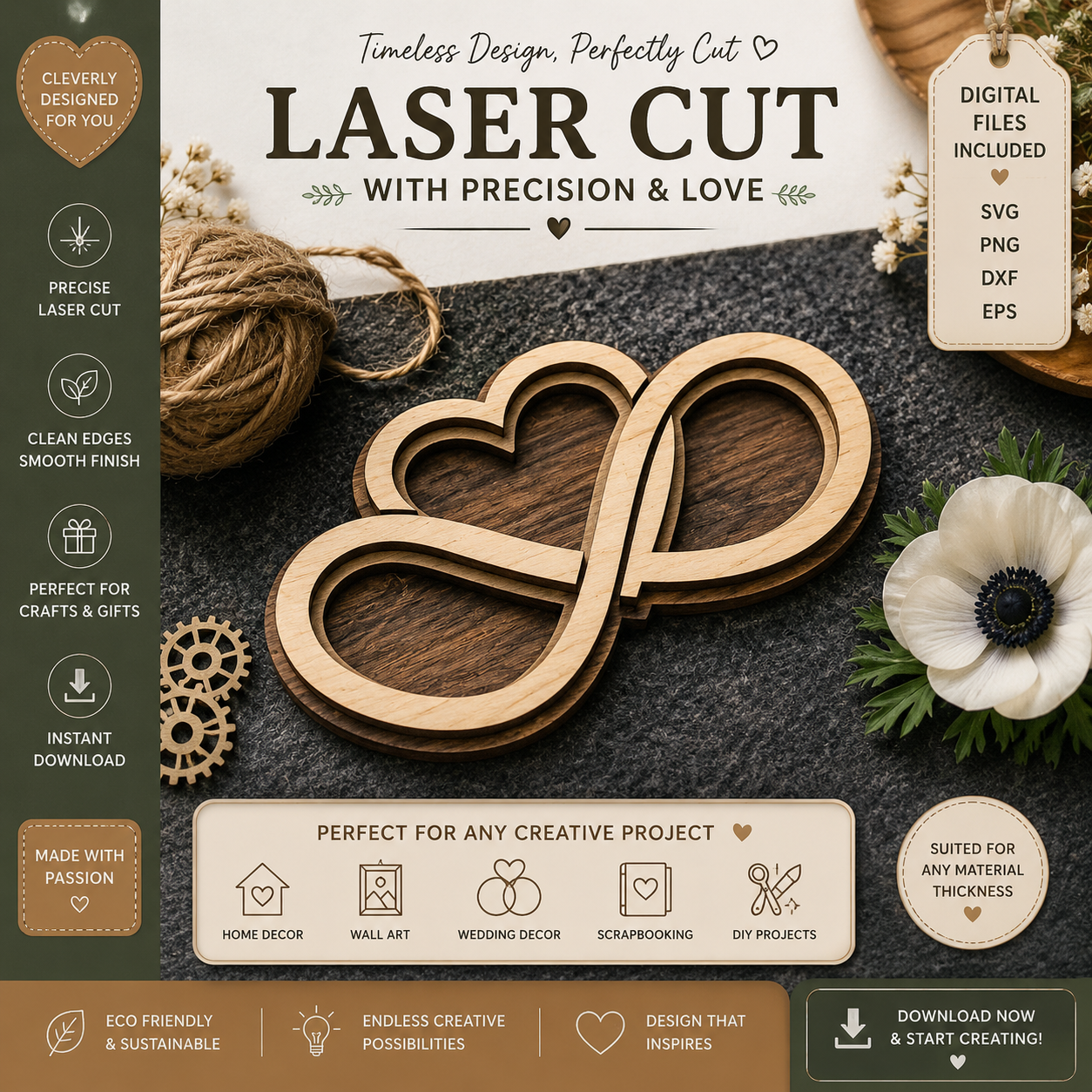5971e8b4-0dcc-4240-b084-78395e0d7360 Infinity Heart Frame Laser Cut Svg - Image 1