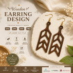 Boho Arrow Earrings SVG | Laser Cut Wooden Earrings Template | Glowforge SVG | DXF EPS PNG Bundle
