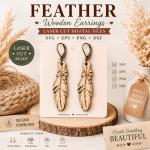 Feather Earrings SVG | Laser Cut Wooden Earrings File | SVG PNG DXF EPS Bundle | Glowforge Files | Cricut Earrings Template