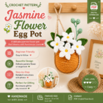 Jasmine Flower Car Hanging Crochet Pattern, Rear View Mirror Charm, Hanging Ornament, Home Decor PDF Pattern