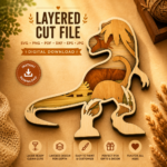 8x Dinosaur Bundle Multilayer 3D Wooden Engraved Laser Cut File, Decoration Ornament Glowforge Make, Svg Dxf Ai Pdf Instant Download File - Image 6
