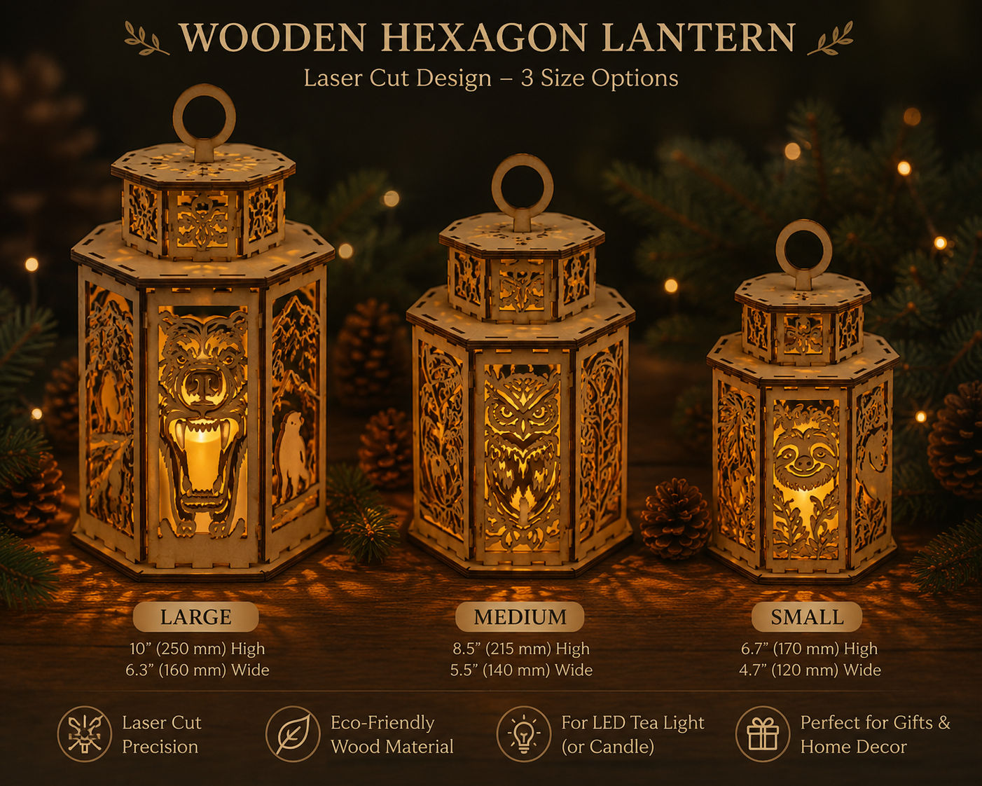 5d1e9860-ba15-439e-9eeb-6083e5edb47a 3x Animal Lantern Owl-Lion-Bear - Image 1
