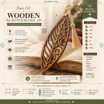 Leaf Bookmark Laser Cut File | Wooden Bookmark SVG | Glowforge Project | Instant Download - Image 2