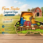 Tractor SVG, 3D Layered Farm, Mandala Laser File, 6 Layered