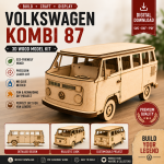 Volkswagen Kombi 87 Laser Cut Files | 3D Wooden VW Bus Model | SVG DXF PDF AI Digital Download VW Kombi 87