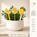 3D Lemon Decor Laser Cut Bundle, Summer Kitchen SVG, Lemon Tiered Tray Decor, Glowforge DXF Files, Citrus Home Decor CNC Template - Image 6