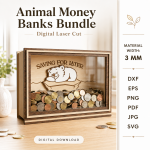 3D Funny Money Banks Bundle Laser Cut SVG | Wooden Piggy Bank CNC Files | Kids Coin Box DXF | Animal Money Bank Laser Cut Digital Download - Image 6