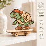 3D Skateboarding Animals Laser Cut Files | Animal Skateboard SVG Bundle | Kids Nursery Decor Glowforge CNC Digital Download - Image 6