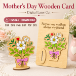 Mother's Day Gift for Mom | Wooden Greeting Card Laser Cut File | SVG DXF PDF EPS PNG CDR Download - Image 7