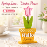 Spring Floral Decor Laser Cut File | Wooden Flower SVG | Farmhouse Decoration | Digital Download - Image 6