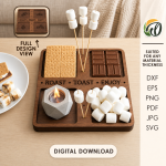 S’mores Station Tray Laser Cut Bundle, Camping Treat Holder SVG, Marshmallow Bar CNC Template, DXF PDF EPS - Image 6