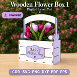 Flower Gift Box SVG | Wooden Floral Display Box | Digital Download | CDR SVG PNG DXF PDF EPS - Image 7