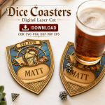 Dice Coaster SVG Bundle | Dungeons and Dragons Coasters Laser Cut File | Digital Download - Image 7