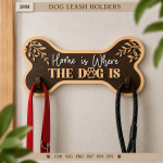 Dog Leash Holders Laser Cut Bundle, Pet Leash Rack SVG, Dog Collar Hanger, Paw Wall Hooks, CNC Digital Download Files - Image 6