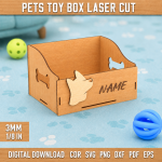 Pets Toy Box Laser Cut SVG Bundle | Dog Cat Toy Storage Box CNC Files | Wooden Pet Organizer DXF PDF EPS CDR PNG | Glowforge Ready Design - Image 6