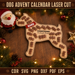 Dog Advent Calendar Laser Cut SVG, Christmas Dog Treat Countdown Calendar DXF, Pet Advent Box CNC Digital File - Image 6