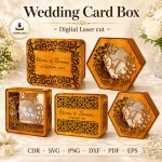Wedding Card Box Laser Cut File | SVG Template | Digital Download | CDR SVG PNG DXF PDF EPS