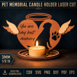 Pet Memorial Candle Holder Laser Cut File | Dog Cat Remembrance Lantern SVG | Personalized Pet Loss Gift | Wooden Sympathy Candle Holder CNC Template - Image 5