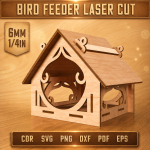 Bird Feeder Laser Cut File, Wooden Bird Feeder SVG, Garden Birdhouse CNC Template, Outdoor Bird Feeding Station DXF, DIY Plywood Feeder Plan - Image 6