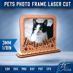 Pet Photo Frame Laser Cut File | Dog Cat Picture Frame SVG | Pet Memorial Frame DXF | Wooden Pet Portrait CNC Template - Image 6