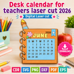 Teacher Calendar 2026 SVG | Desk Calendar Laser Cut File | Digital Download - Image 7