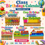 Class Birthday Calendar Laser Cut File | Classroom Birthday Board SVG | Digital Download