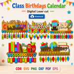 Classroom Birthday Tracker SVG | Teacher Classroom Decor Laser Cut File