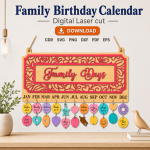 Family Birthday Calendar Laser Cut File | Birthday Reminder Board SVG | Digital Download - Image 7