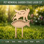 Pet Memorial Garden Stake SVG | Dog Cat Remembrance Laser Cut File | Rainbow Bridge Pet Grave Marker DXF PNG PDF EPS - Image 6