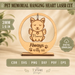 Pet Memorial Hanging Heart Laser Cut Files | Dog Cat Remembrance Ornament SVG | Pet Loss Sympathy Gift | Wooden Heart Memorial Decor | CNC Digital Download - Image 6