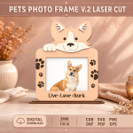 Pets Photo Frame v.2 Laser Cut SVG | Dog Cat Picture Frame CNC Files | Pet Memorial Photo Holder Template | Wooden Pet Lover Gift DXF EPS PDF - Image 6