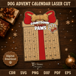 Dog Advent Calendar Laser Cut File | Christmas Pet Treat Countdown Box SVG DXF PDF | Wooden Puppy Holiday Calendar CNC Digital Download - Image 6