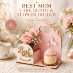 Cake Bento & Flower Holder SVG Bundle, Laser Cut Gift Box Files, DIY Birthday Gift Display - Image 6