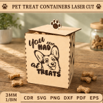Pet Treat Containers Laser Cut Files | Dog & Cat Treat Jar SVG DXF PDF EPS | Wooden Pet Food Storage Box Template | Pet Snack Holder CNC Files - Image 6