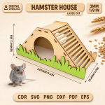 Hamster House Laser Cut SVG | DIY Wooden Pet Hideout | Small Animal Cage Decor DXF - Image 6