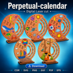 Perpetual Calendar Laser Cut File | Wooden Desk Calendar SVG | Digital Download