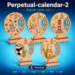 Perpetual Calendar Laser Cut SVG 2 | Wooden Calendar Template | Digital Download
